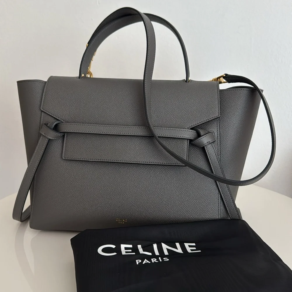 Celine *NEW* Grey Top Handle Leather Bag with Shoulder Strap & Dust Cover - Picture 14 of 14